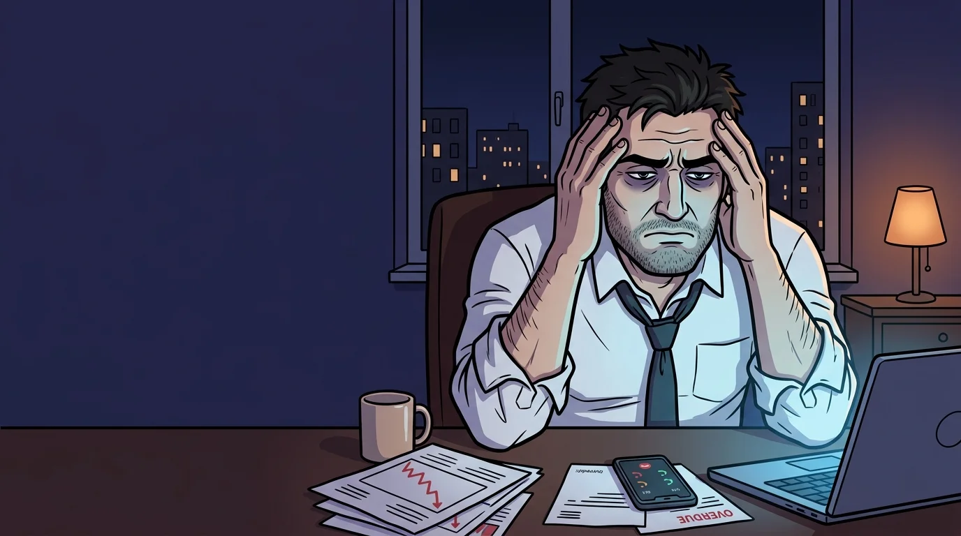 Мужчина в кабинете, лампа горит